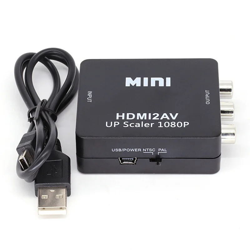 HDMI К AV скейлер адаптер HD видео конвертер коробка к RCA AV/CVSB L/R 1080P HDMI2AV Поддержка NTSC PAL