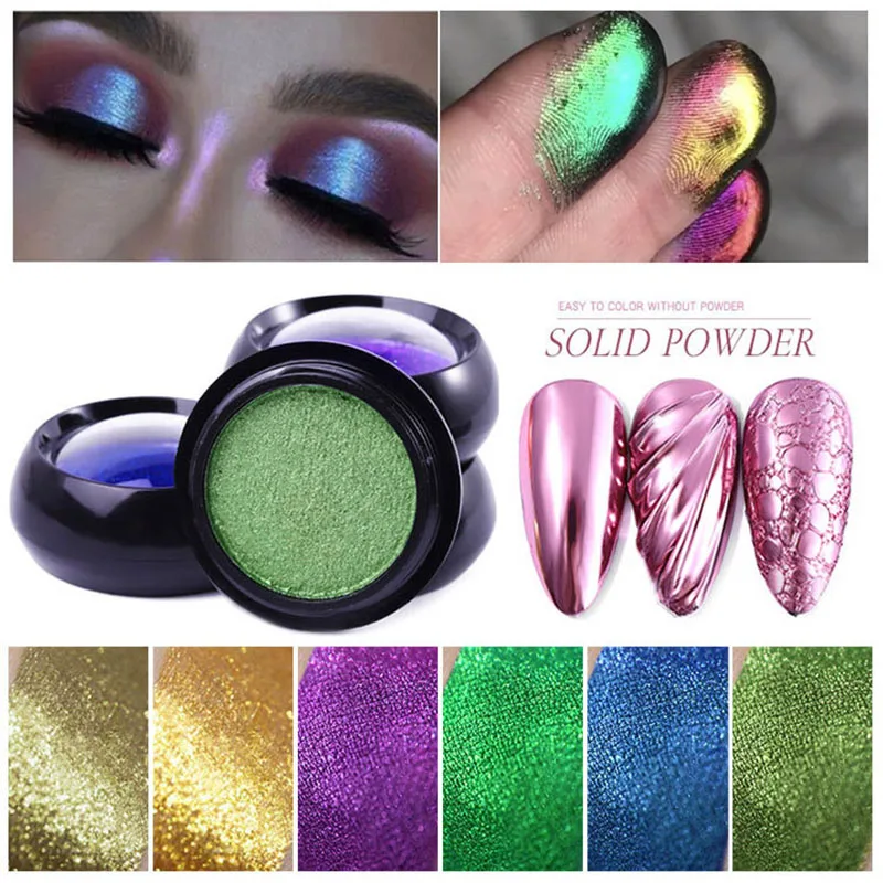 

FlorVida 1pc Nail Art Solid Body Glitter Powder Makeup Pigment Dusts Manicure High Quality Mirror Chrome Powder For Nails Rub On