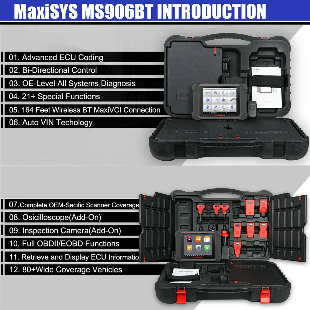 Сканер Autel Maxisys MS906BT OBD2 с кодированием ECU автоматическое сканирование