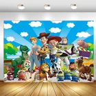 Фон для фотосъемки с изображением истории игрушек, дня рождения, голубого неба и белых облаков, детский фон для фотосъемки, реквизит для фотосъемки, декоративный баннер