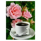 LZAIQIZG алмазов картина розы камни в форме ромбаКруглая Мозаика кофейная чашка, алмазная вышивка крестиком наклейки на стену