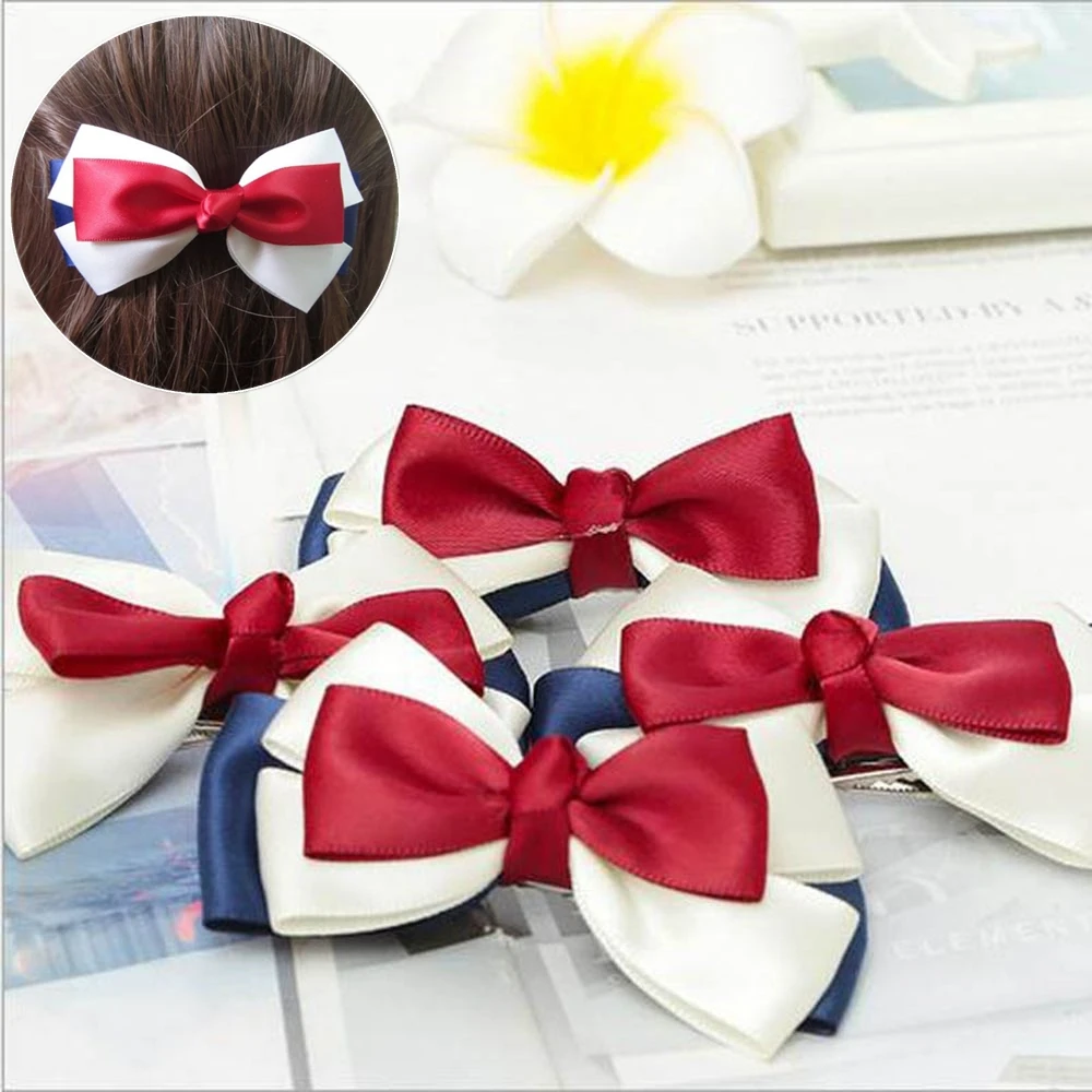 Корейский Сладкий бант заколки для волос девочек темно синий стиль мульти