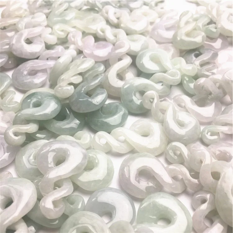 Крученый натуральный зеленый нефрит класса А тип ледяной Бирма кулон бисер