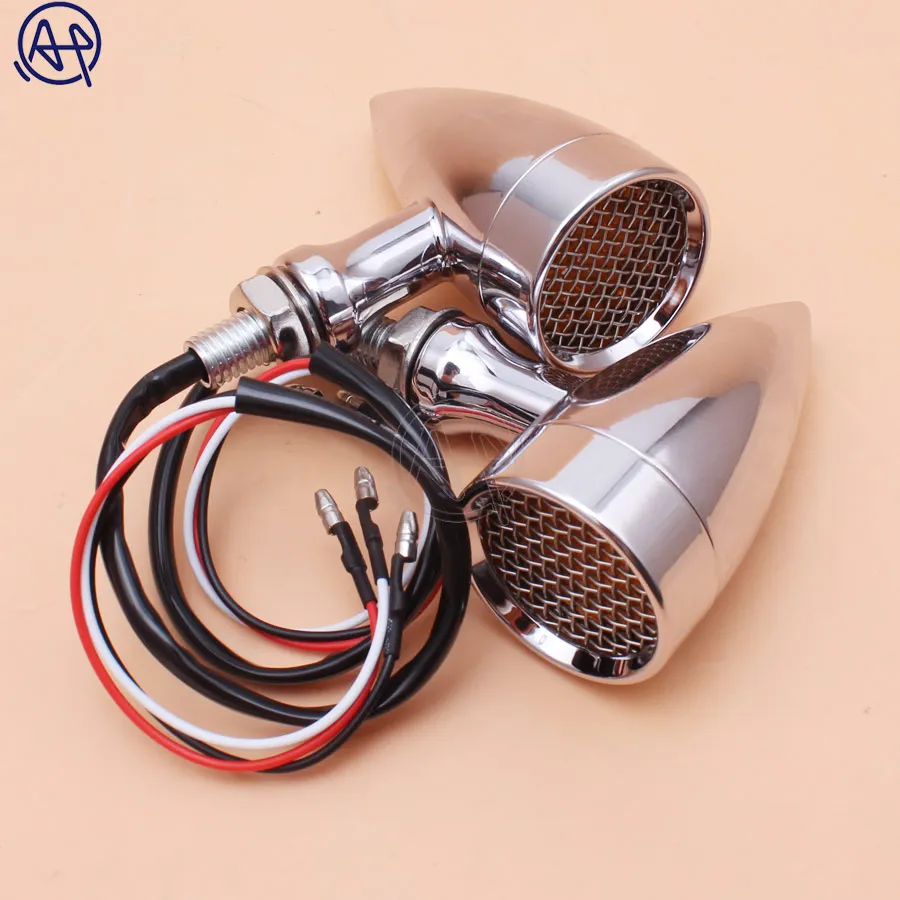 

Черный/хромированный мотоциклетный 12 В с янтарной сеткой, светодиодный указатель поворота, стоп-сигнал, 10 мм, алюминиевый корпус для Chopper Bobber Cafe Racer