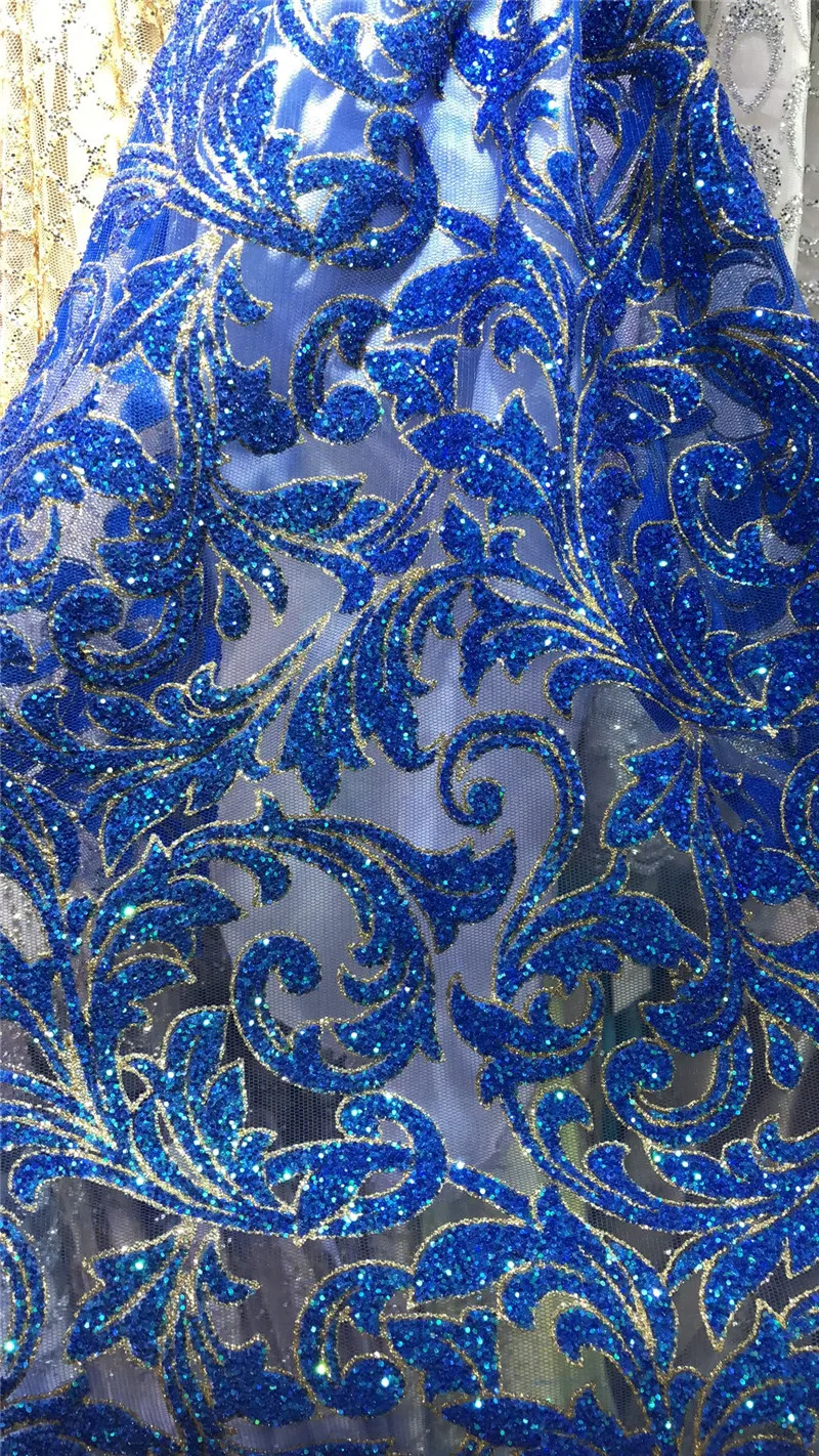 

Glued Glitter African Lace Fabric for Part Dress Shining Glitter Tulle Lace Embroidered Mesh Sequins Fabric