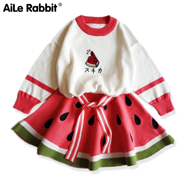 2019 г. Новое поступление осенний комплект для девочек одежда с арбузами топом