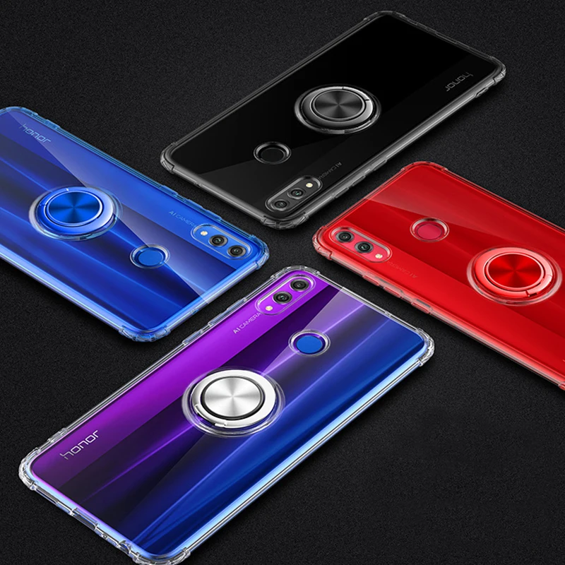 For Huawei Honor 8x case cover phone cases max TPU silicone 360 ring 8 x Transparent Car honor8x on coque Support Flip |