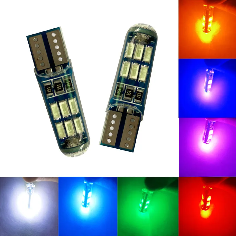 100 шт. силиконовые габаритные огни T10 3014 15SMD Led W5W 192 168|Сигнальная лампа| |