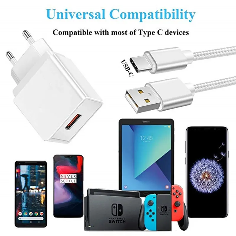Google Pixel 3 XL быстрая Зарядное устройство зарядки Тип-C USB кабель + 1 м для huawei Xiaomi samsung