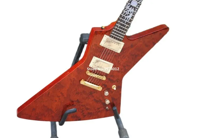 

New customized version of goose shaped shaped electric guitar rosewood veneer sun flame fingerboard Mosaic, customizable