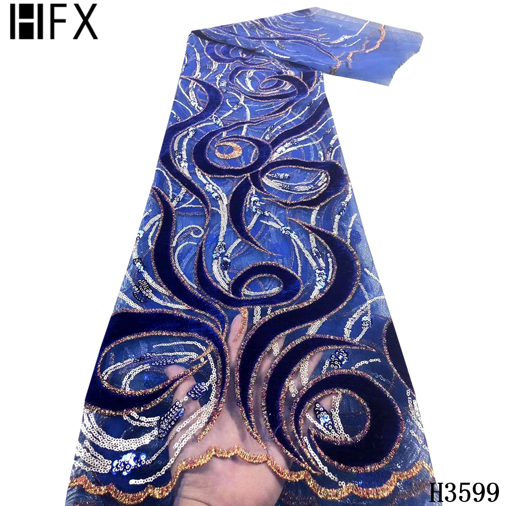 Африканская бархатная кружевная ткань HFX 2021 высококачественное кружево