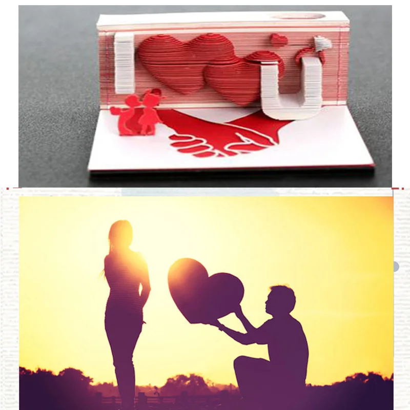3D Бумага для заметок I LOVE YOU девочка и мальчик целующиеся сердце резьба подружка