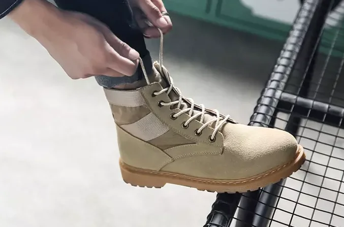 khaki Изящные мужские военные армейские ботинки; коллекция года; сезон весна; высококачественные водонепроницаемые парусиновые камуфляжные тактические армейские ботильоны в стиле пустыни - Color: khaki