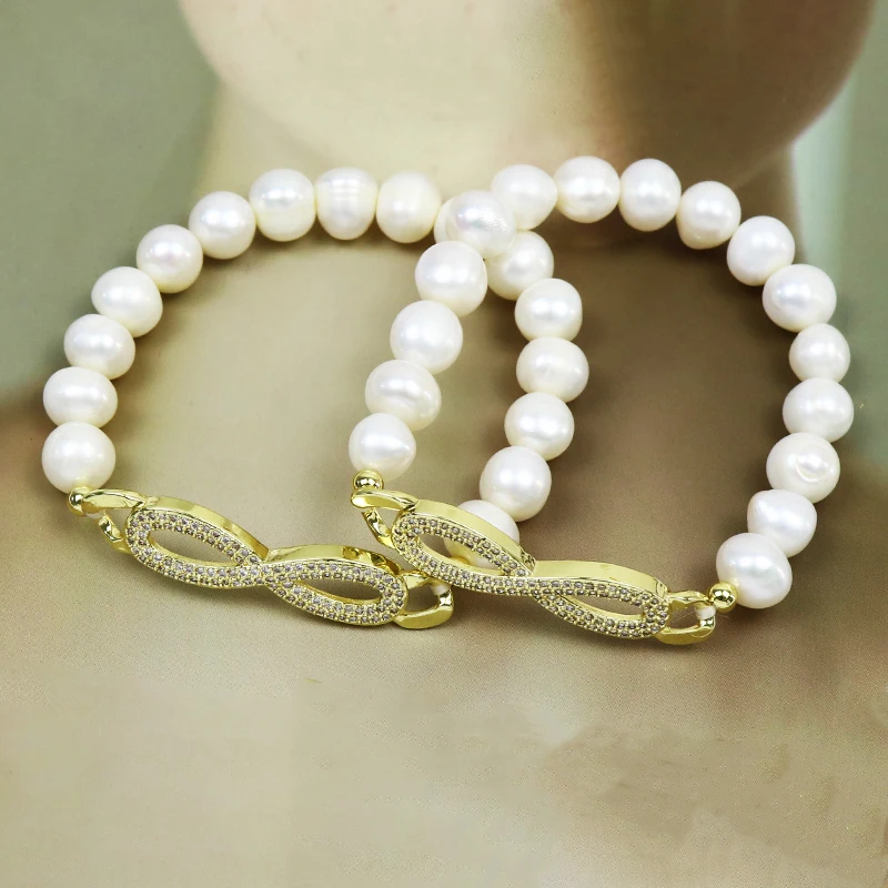 

5 Strand Beaded Bracelets Handmade Zircon 8 shape charms accessories jewelry pearls Bracelet women jewelry Bracelet 8479