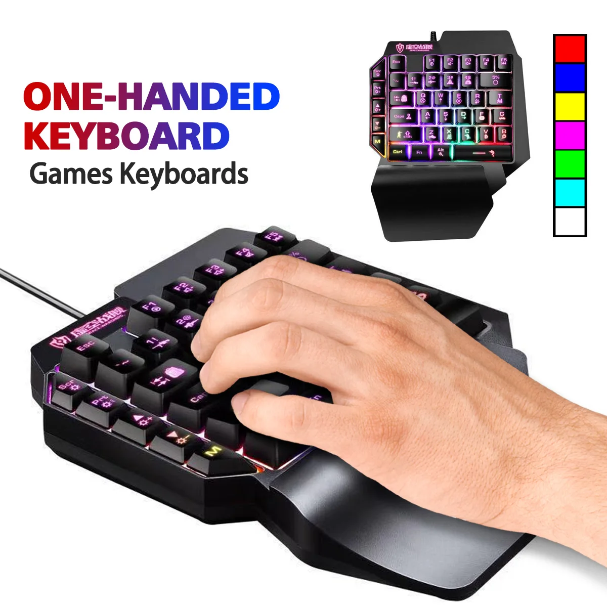 

ANKNDO 39 Keys Single One-Handed Gaming Keyboard Mini USB Wired Mechanical RGB Keyboard LED Backlight Gamer For Laptop PC Keypad