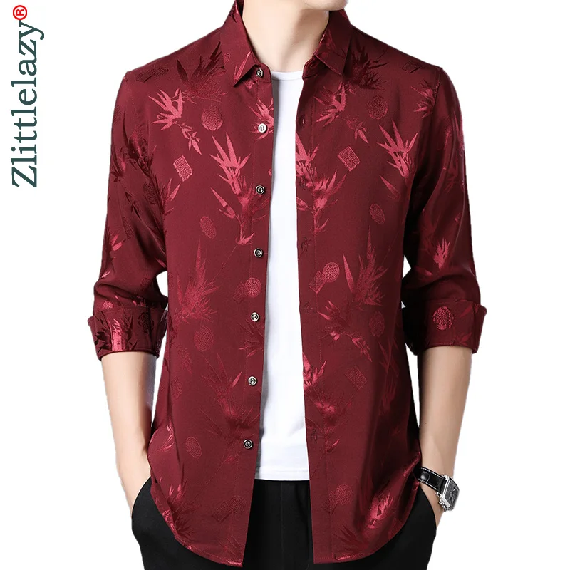 2021 брендовая Повседневная Роскошная Осенняя приталенная Мужская рубашка с
