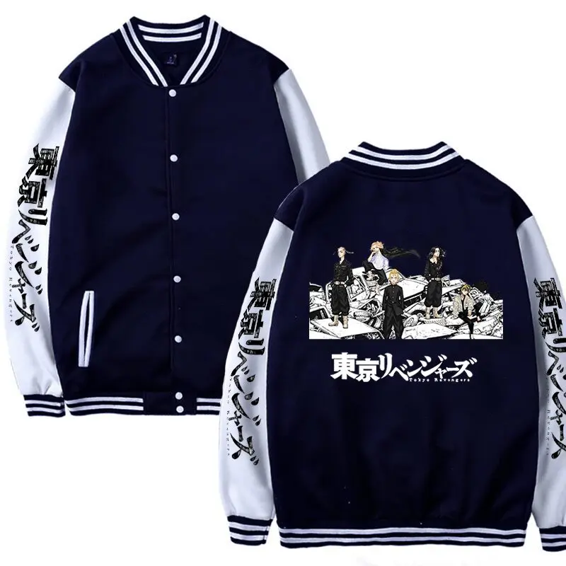 

Cute Cartoon Tokyo Revengers Jacket Coat Fashion Casual Long Sleeve Sweatshirt Cartoon Anime Tokyo Revengers Baseball Jacket