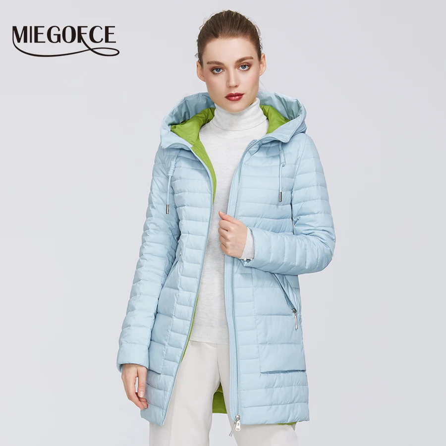 MIEGOFCE 2020 Весенняя Куртка Новой Коллекции Женская из Хлопка Средней Длины Стойкий
