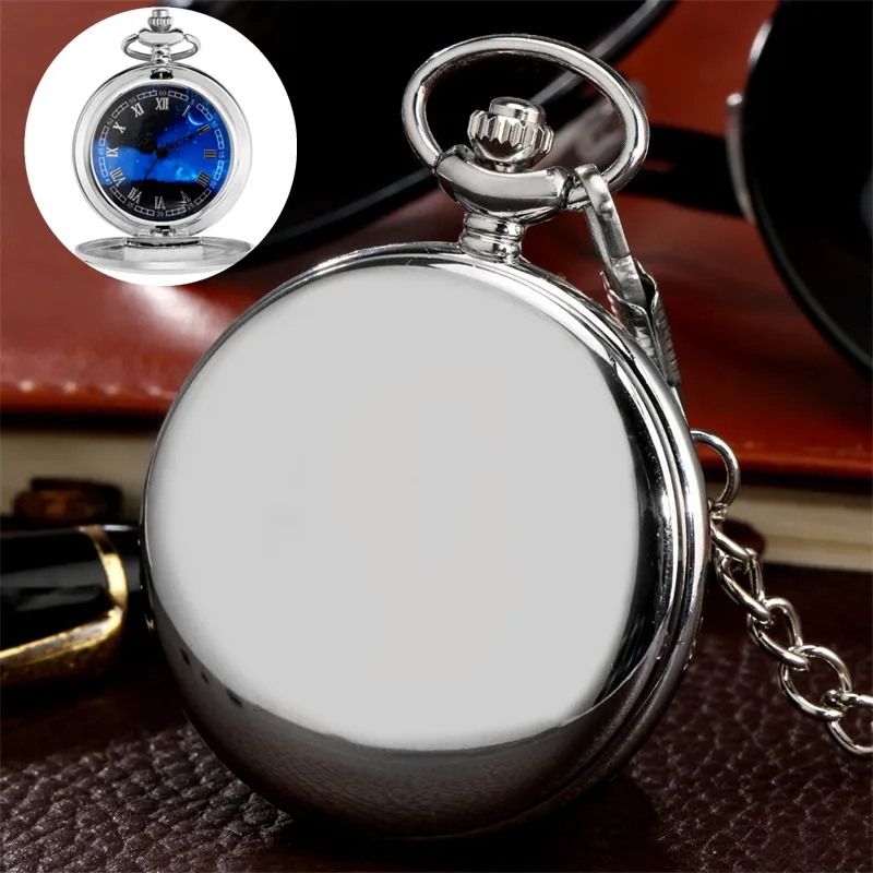 

Часы наручные Starry Sky с римскими цифрами, карманные кварцевые часы с гладким покрытием, антикварные, из сплава, с подвеской на цепочке для муж...