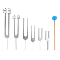 6pcs aluminum 128 4096hz tuning fork tools kit healing sound vibration therapy w mallet