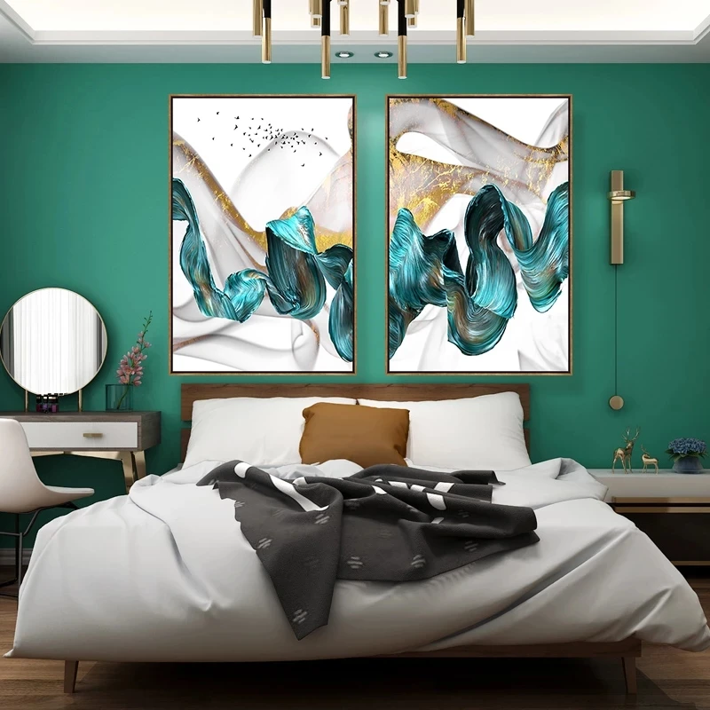 Green Drifting Flying Abstract Wall Art Pictures Canvas Paintings Poster Print Living Room Decoration | Дом и сад