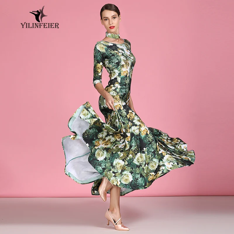 Дешевое платье для бальной комнаты стандартное Венского вальса танцев свободные