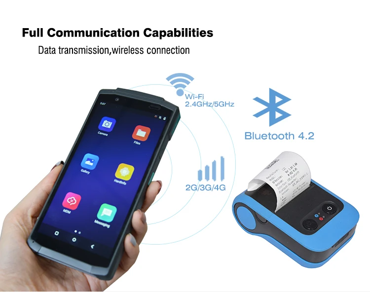 EMV PCI Оук Android 10 0 5 7 дюймов ручной терпинал POS 2 ГБ + 16 4G Wi-Fi Bluetooth MSR чип NFC 1D QR код 2D
