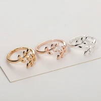leaves shaped rings for women girl simple trendy finger rings luxury vintage rose gold silver jewelry accessories wedding bands