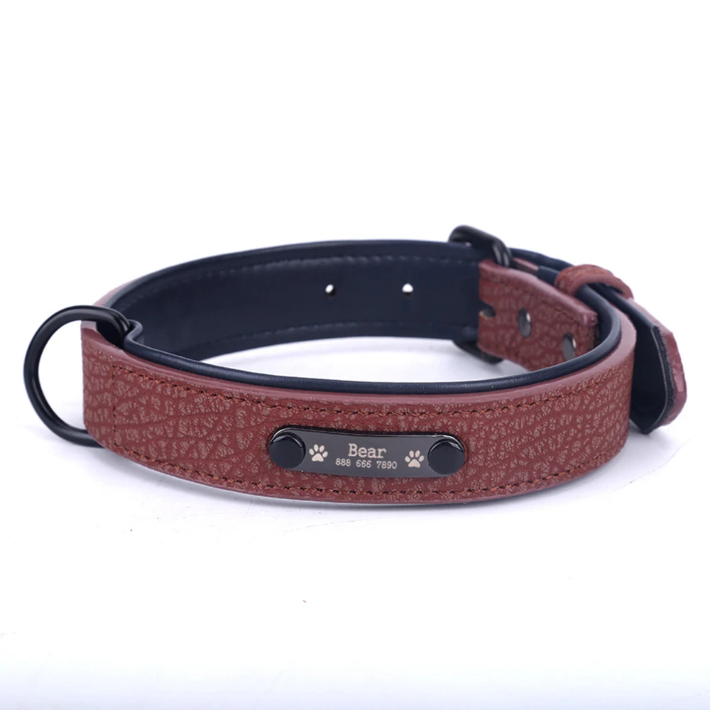 

Custom PU Leather Personalized Pet Dog Tag Collar Leash Lead For Small Medium Large Dogs Pitbull Bulldog Dog Collar