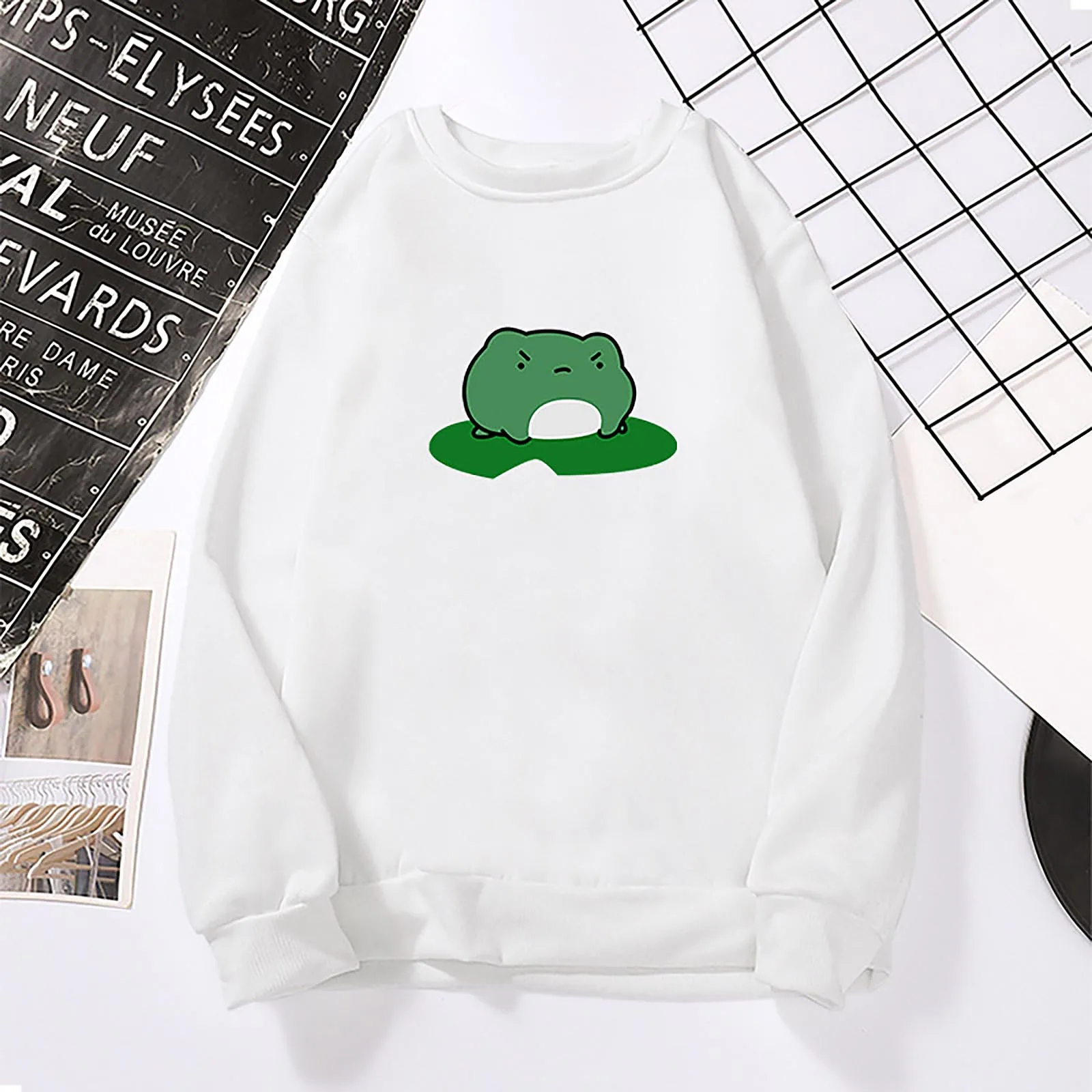 Hoodies Sporty Cartoon Frog Print Warm Sweatshirt Woman With Hood Punk Kpop Women'S Clothing Loose Fleece Hoodie Women @@