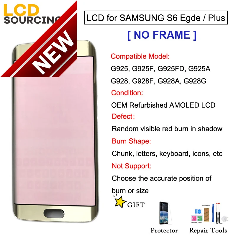 Red Burn Shadow AMOLED для Samsung Galaxy S6 Edge G925 EDEG Plus G928 ЖК дисплей сенсорный экран дигитайзер