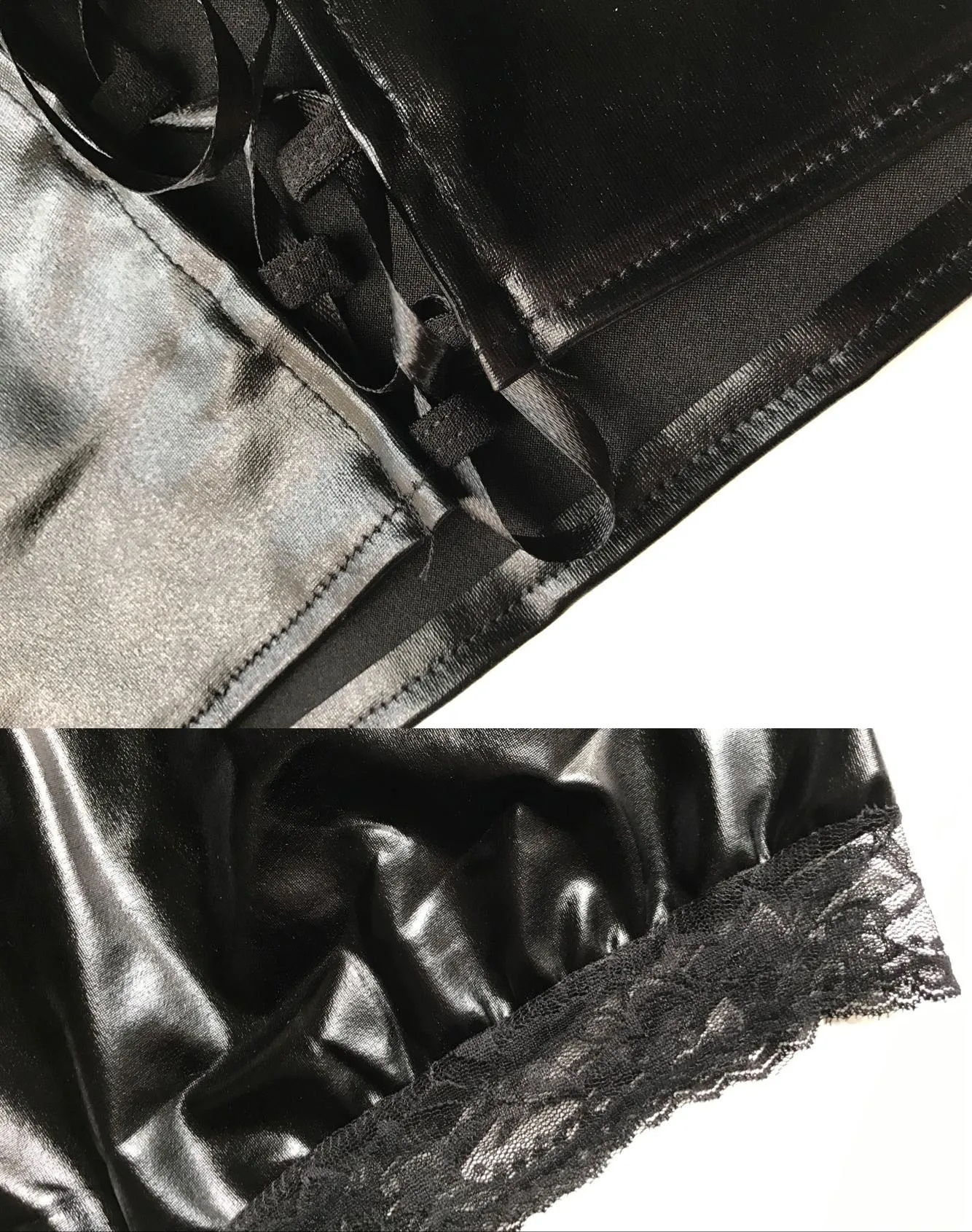 Сексуальное Кружевное блестящее нижнее белье из ПВХ и искусственной кожи с