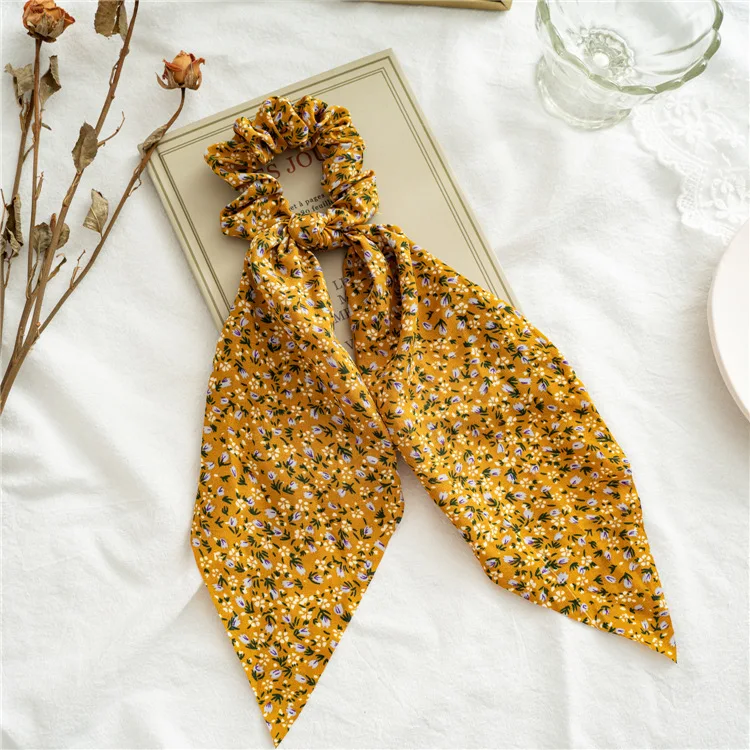 

Fashion Floral Print Scrunchies Long Hair Ribbon for Women Ponytail Scarf Sweet Elastic Hair Bands Hair Accessories