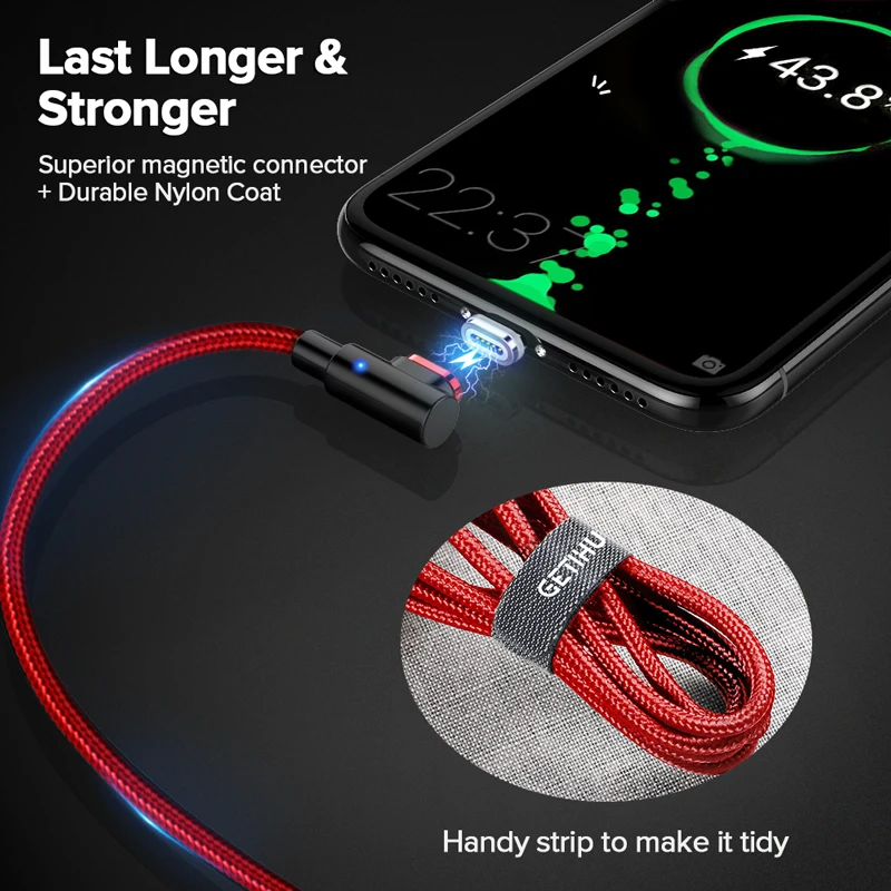 GETIHU 2 м Быстрый Магнитный кабель 2.5A Быстрая зарядка Micro USB зарядное устройство type C Зарядка для iPhone XS X 8 7 6 Магнитный шнур для мобильного телефона