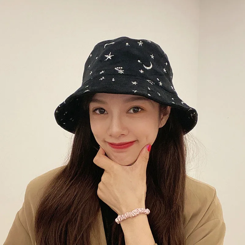 

Осенне-зимняя Рыбацкая шляпа с японской вышивкой в виде звезд и Луны