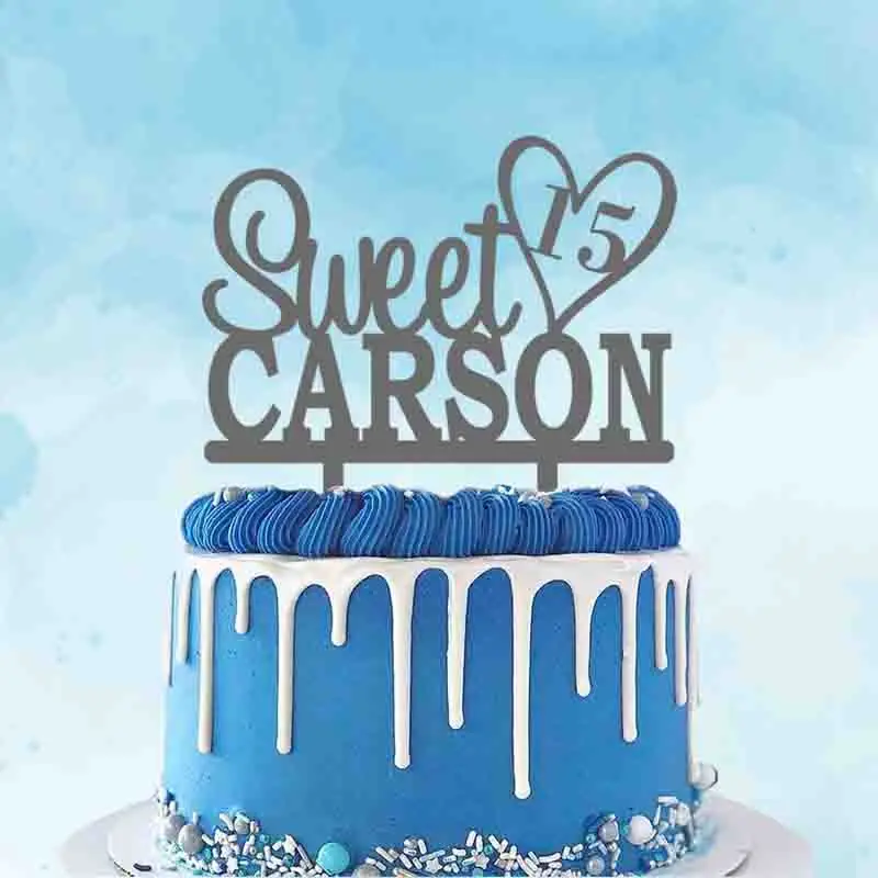 

Personalized Birthday Cake Topper Custom Name Age Sweet 15 Kids Birthday Party Cake Decoration Topper