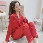 Новинка, женская шелковая атласная пижама, пижамный комплект, одежда для сна, Пижама для пары, Пижамный костюм, женский комплект для сна из двух предметов