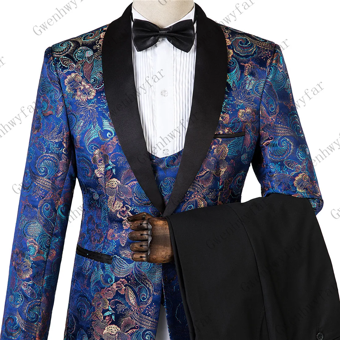 Темно синие мужские костюмы 2019 свадебные для жениха смокинги (куртка + брюки