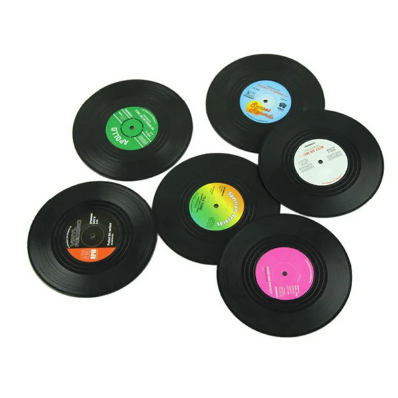 HW Винтаж Черный пластик CD Виниловая пластинка подставки для питья настольные