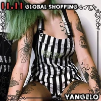 yangelo striped shortalls women 2021 new harajuku high waist casual sexy suspenders shorts for gothic girls strap short jumpsuit