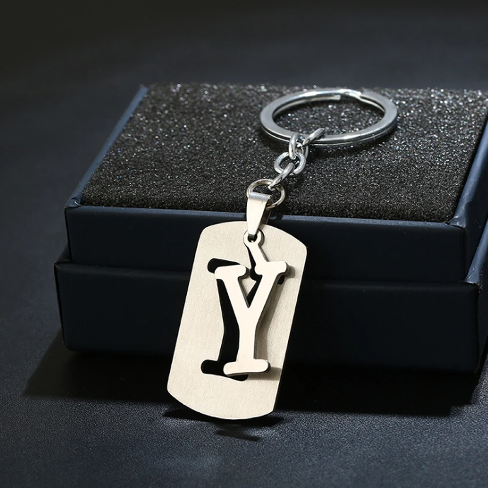 

NEW DIY A-Z Letters Key Chain For Men Metal Keychain Women Car Key Ring Simple Letter Name Key Holder Party Gift Jewelry