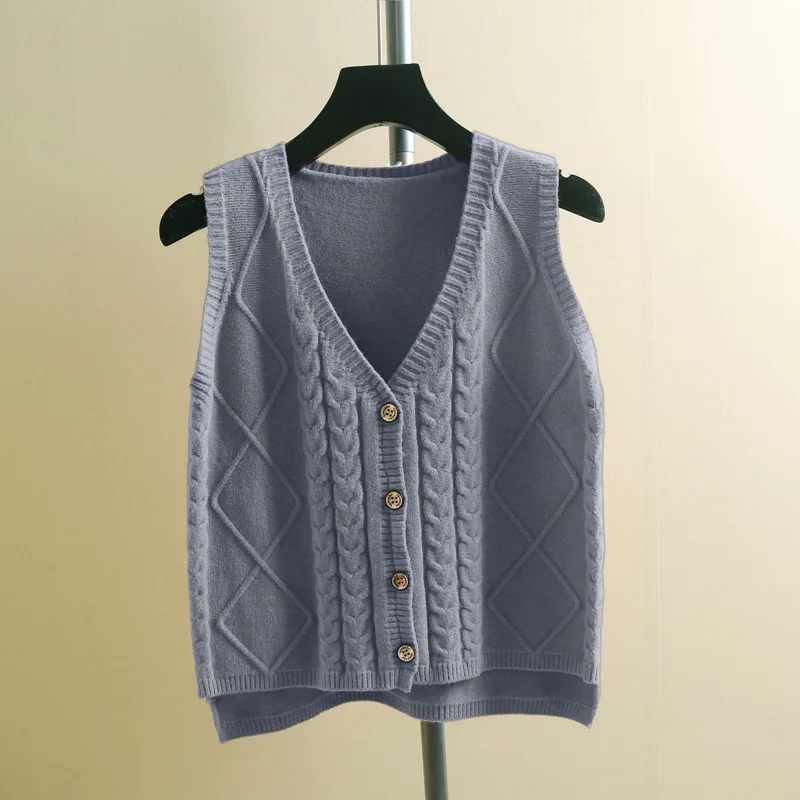 Осенне-зимний вязаный жилет 2019 корейская версия короткий свитер женский