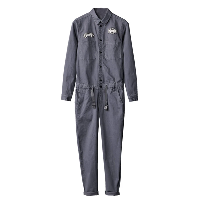 Мужские комбинезоны хлопковые цельные штаны с длинными рукавами повседневные