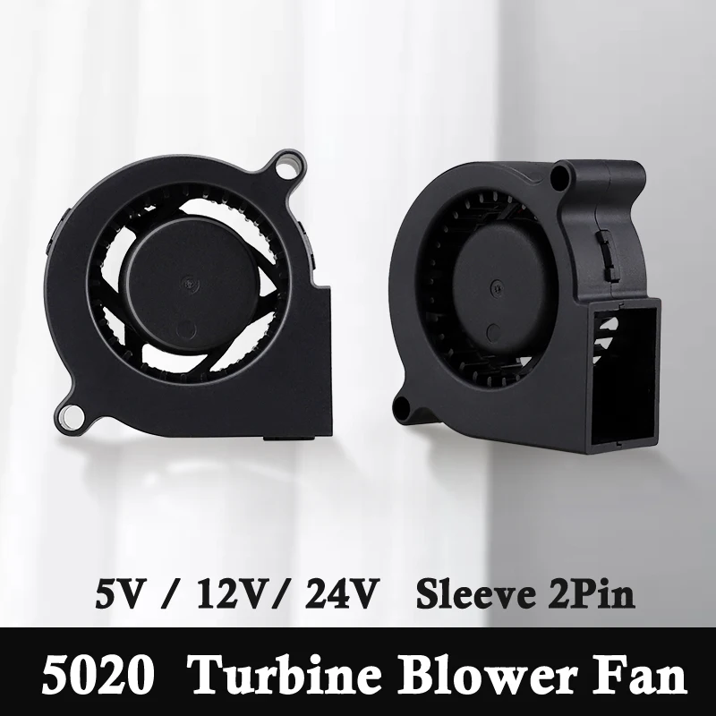 

10 pieces Gdstime 5020 DC 5V 12V 24V 50mm x 20mm Turbo Blower Fan 5cm 2Pin Centrifugal Turbine Cooling Cooler Fan for 3D Printer