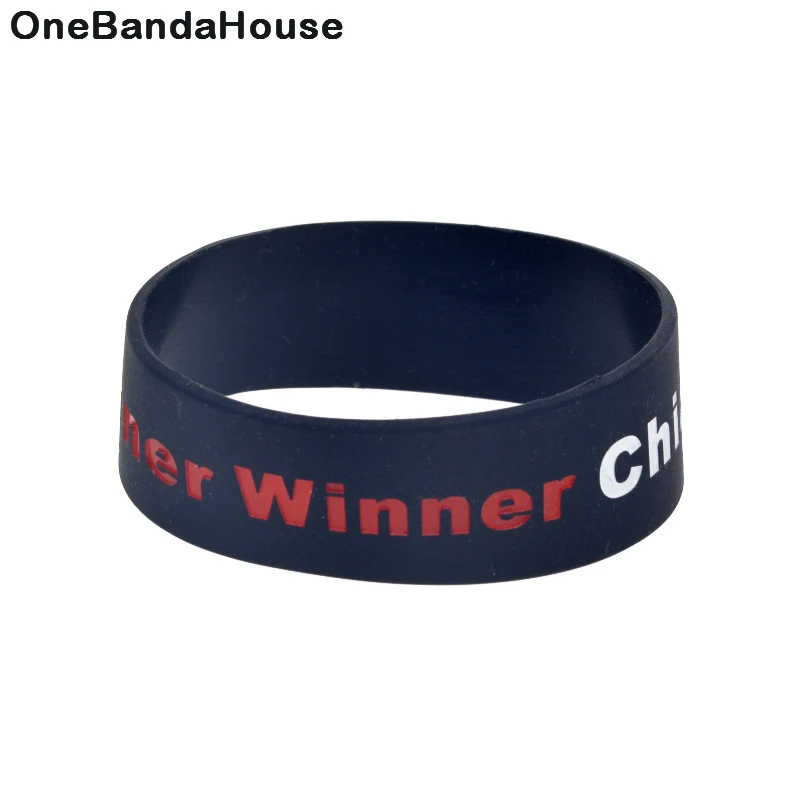 

OBH 25PCS Winner Winner Chicken Dinner Silicone Wristand One Inch Wide Black