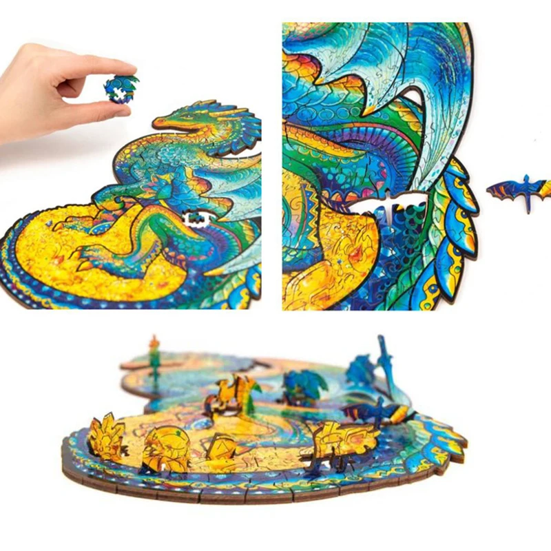 

Unique Wooden Animal Jigsaw Puzzles Mysterious Lion Puzzle Gift For Adults Kids Educational Puzzle Fabulous Interactive Game Toy