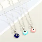 Ожерелье Dayoff с круглым эмалью и эффектом сглаза для женщин, подарочные украшения, модная простая металлическая Геометрическая цепочка до ключиц турецкого удачного глаза