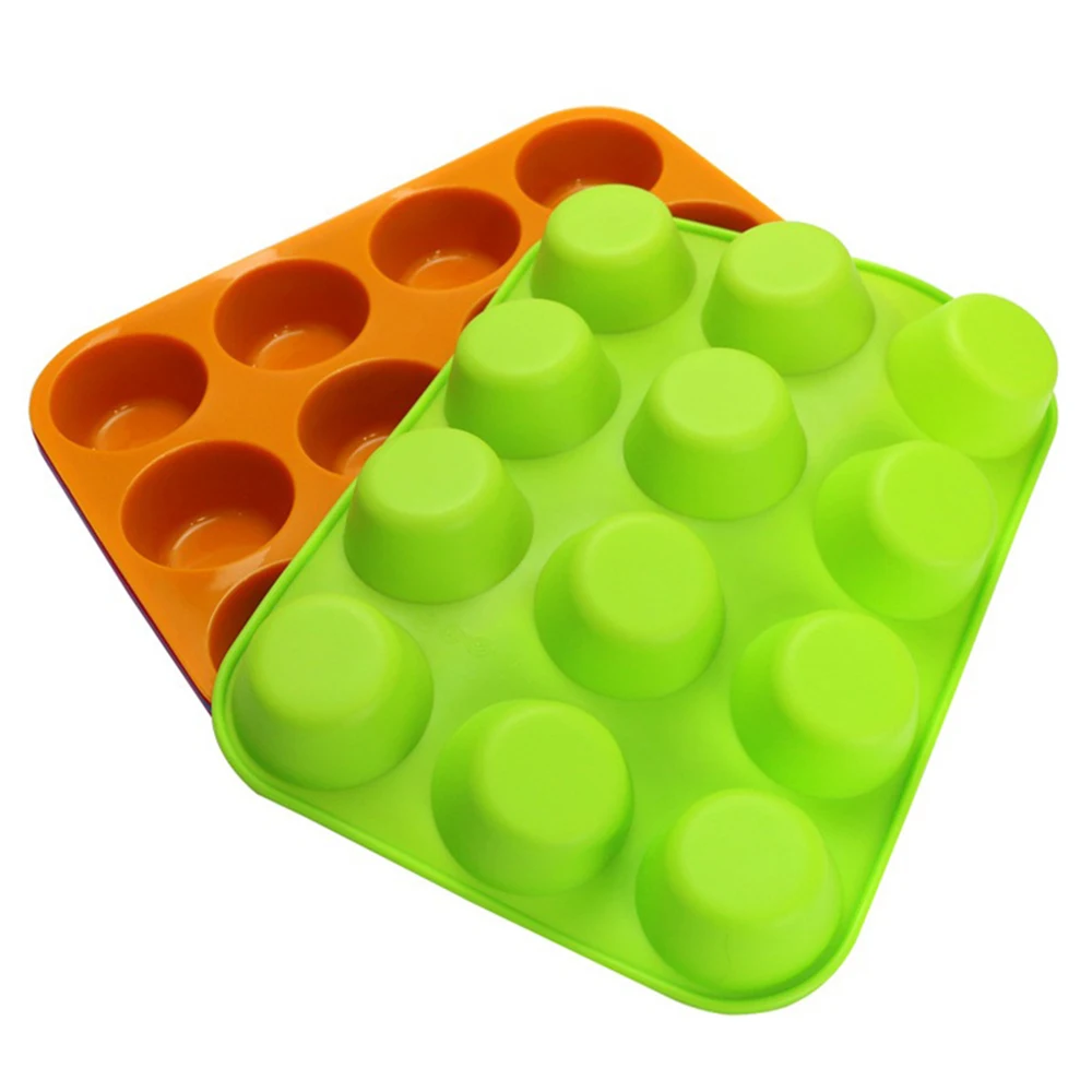

12 Grid Non-stick Silicone Large Muffin Yorkshire Pudding Mold Cake Baking Tray Tray DIY Cake Baking Tool Good Quality