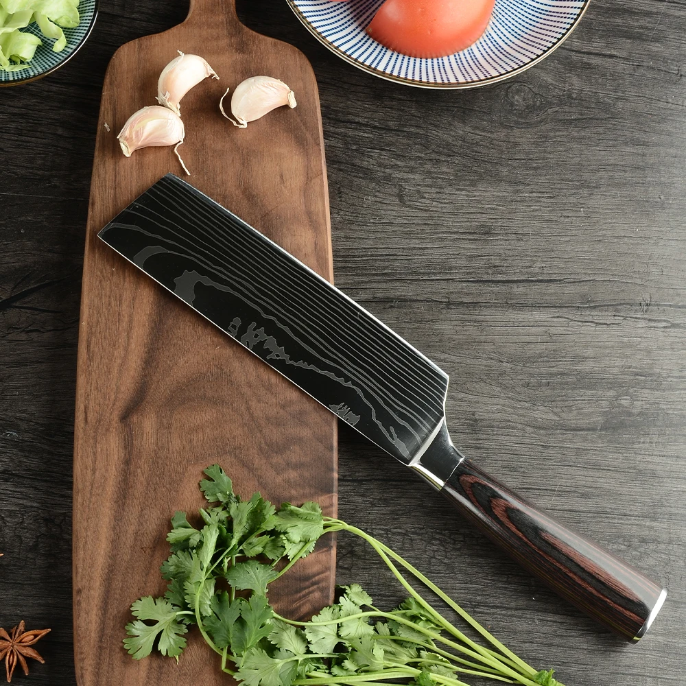 Cleaver ножи накири 7-дюймовый немецкий нож из высокоуглеродистой нержавеющей стали
