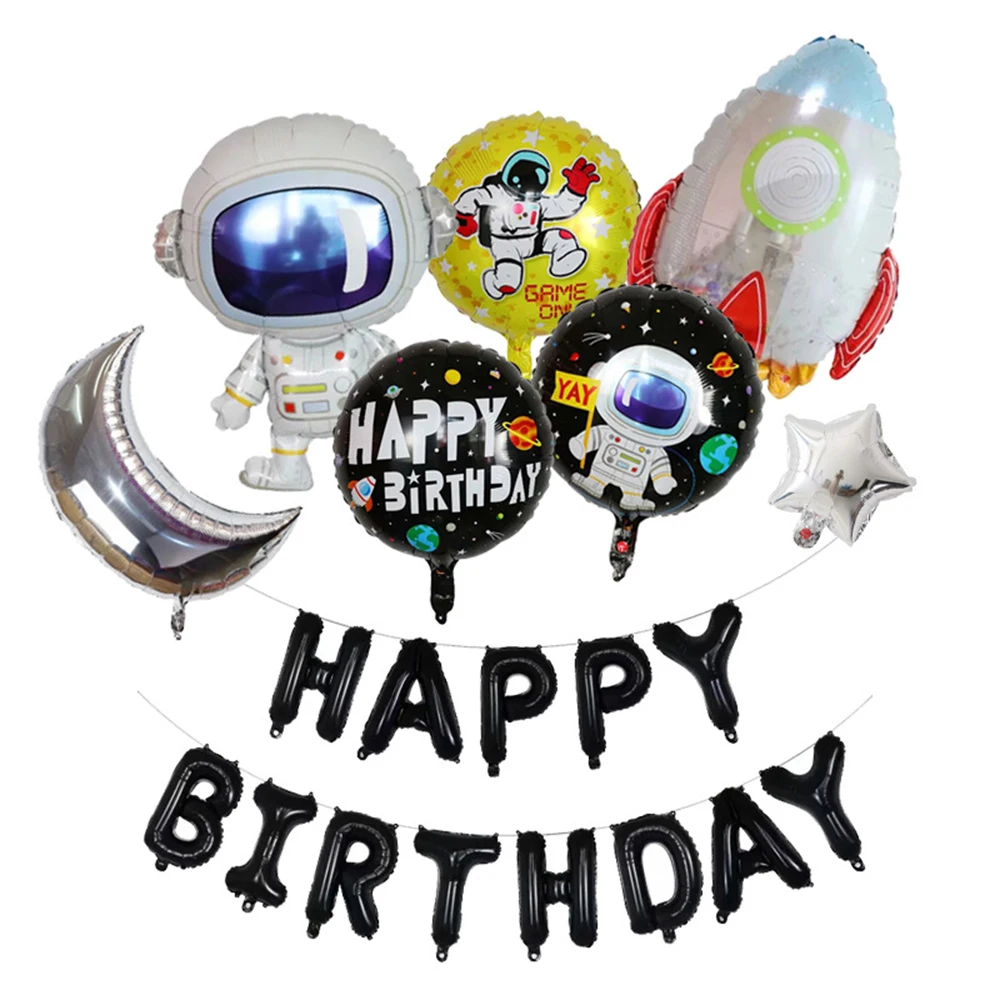 

8pcs 16inch HAPPY BIRTHDAY Space Astronaut Aluminum Foil Balloons Set Universe Baby Shower Birthday Party Decorations Globals